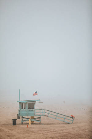 American Flag Iphone Lifeguard House Beach Wallpaper