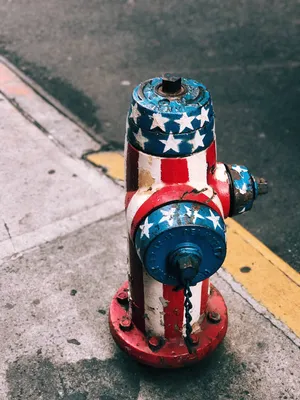 American Flag Painted Fire Hydrant Wallpaper