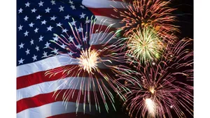 American Flagand Fireworks Celebration Wallpaper
