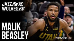 American Professional Basketball Player Malik Beasley Game Poster Wallpaper