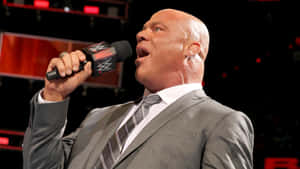 American Professional Wrestler Kurt Angle Addressing The Crowd Wallpaper