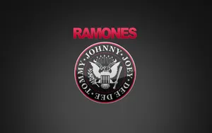 American Rock Band Ramones Eagle Seal Logo With Pink Typography Wallpaper