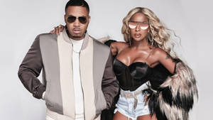 American Songwriter Mary J. Blige With Rapper Nas Wallpaper