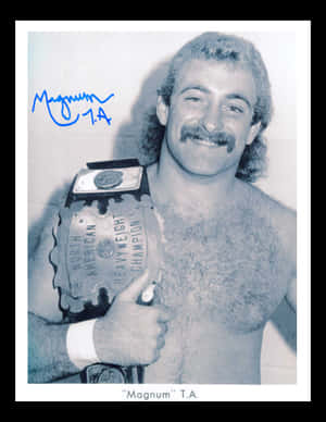 American Wrestler Magnum Ta Vintage Autographed Portrait Wallpaper