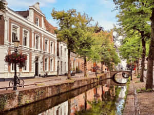 Amersfoort Canal Street View Wallpaper