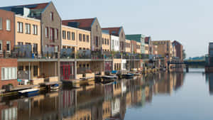 Amersfoort Waterfront Homes Reflection Wallpaper