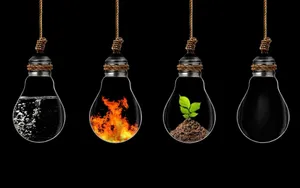 Amoled Four Elements Light Bulbs 4k Wallpaper