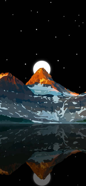 Amoled Mountainside Lake Art Wallpaper