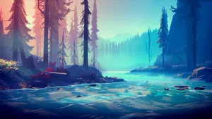 Among Trees River Wallpaper