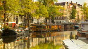 Amsterdam Canal Housesand Boats Wallpaper