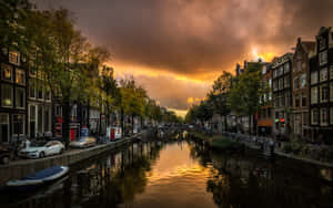 Amsterdam Canal Sunset Wallpaper