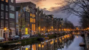 Amsterdam Canal Twilight Reflections Wallpaper