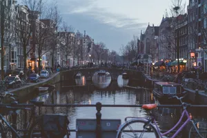 Amsterdam Canal Twilight Scene Wallpaper