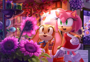 Amy Rose And Cream Garden Wallpaper