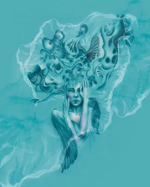 An Abstract Representation Of A Blue Woman Wallpaper