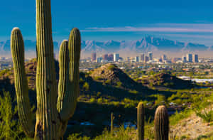 “an Aerial View Of Phoenix, Arizona” Wallpaper