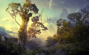 An Aerial View Of Stunning Pandora, The Vibrant Moon In The Avatar Movie Wallpaper