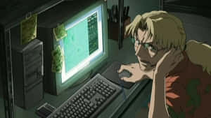 An Anime Boy Enjoys His Time Computer Gaming Wallpaper