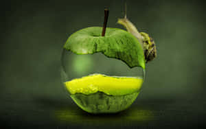 An Apple With A Snail Inside Of It Wallpaper