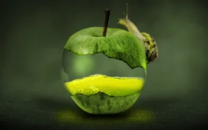 An Apple With A Snail Inside Of It Wallpaper