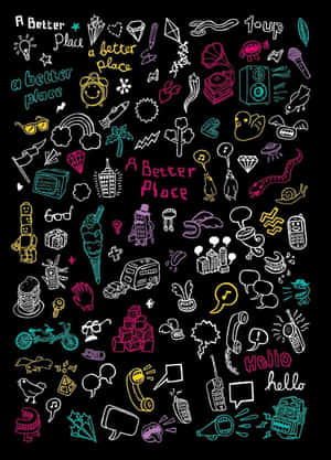 An Array Of Fanciful Aesthetic Doodles Adorn This Bright And Vibrant Background Wallpaper