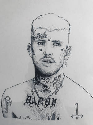 An Artist's Pencil Drawing Of The Late Rapper Lil Peep. Wallpaper