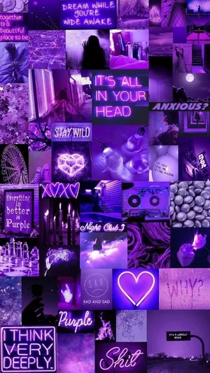 An Eclectic Mix Of Colors In A Dynamic Purple Collage Wallpaper