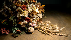 An Elegant Arrangement Of Dried Flowers Wallpaper