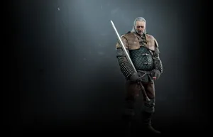 An Elegant Display Of The Witcher's Silver Sword Wallpaper