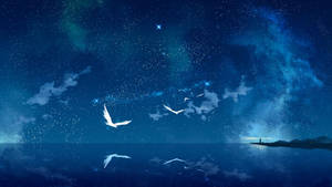 An Enchanting Blue Anime Scenery Wallpaper