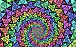 An Entrancing Spiral Of Colorful Triangles Wallpaper