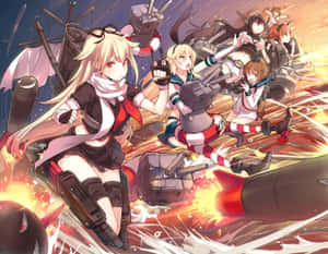 An Epic Battle Between The Fleet Girls Of Kancolle Wallpaper