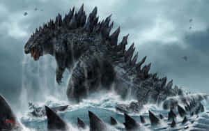 An Epic Encounter - Godzilla Battle Scene Wallpaper