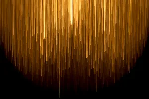 An Ethereal Image Of A Gold-colored Rain On A Glitchy Backdrop Wallpaper
