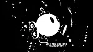 An Exciting Bob-omb Character From The Super Mario Games Explodes With Energy On A Vibrant Background. Wallpaper