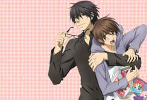 An Illustrated Gay Anime Couple Wallpaper