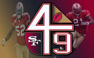 An Illustration Of The 49ers Logo - A Red And Gold Shield Wallpaper