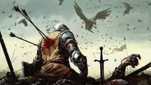 An Illustrious Crusader Holds His Sword High. Wallpaper