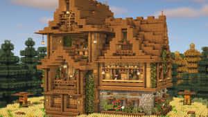 An Impressive Minecraft Castle In A Beautiful Block-based Landscape Wallpaper