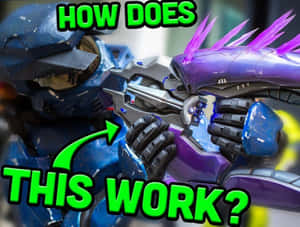 An Intense Battle Scene Featuring The Halo Needler Weapon Wallpaper