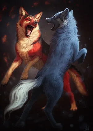 An Intense Masterpiece - Water And Fire Wolf Wallpaper