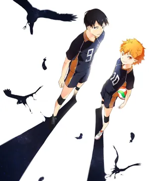 An Intense Moment In Haikyuu Captured Through Striking Fan Art Wallpaper