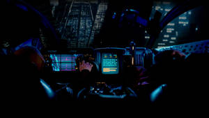 An Interior View Of The Iconic Flying Car Spinner From The Classic Sci-fi Movie Blade Runner Wallpaper