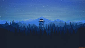 An Isolated Tower In A Peaceful Winter Night Wallpaper