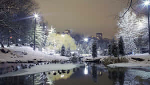 An Old Wooden Bridge In Winter Wallpaper