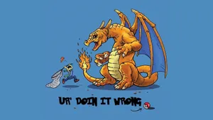 An Unexpected Friendships: Charizard And A Small Child Wallpaper