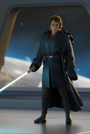 Anakin Skywalker With Lightsaber Wallpaper