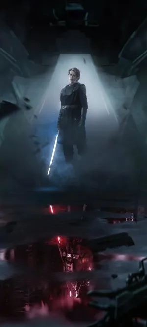 Anakin Standingwith Lightsaber Wallpaper