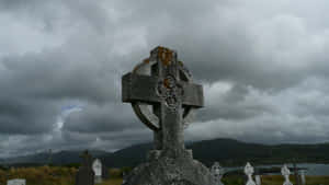 Ancient Celtic Cross Graveyard Wallpaper
