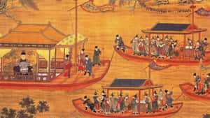 Ancient Chinese River Festival Wallpaper